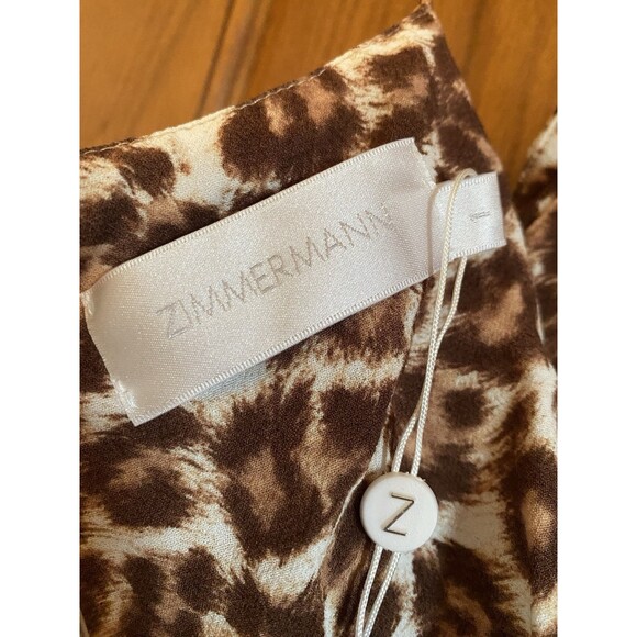 Women’s Zimmermann Animal Print Square Neckline Jumpsuit Off The Shoulder Sz 4-6 - Picture 5 of 7